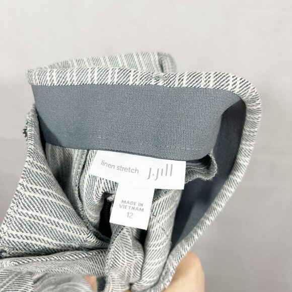 J. Jill Linen Stretch Gray Striped Comfort Waist Pants Business Casual - Size 12 - Picture 4 of 8